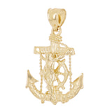 14k Yellow Gold Jesus Christ  Cross Anchor Ship Mariners Pendant 1.2" 3.2 grams