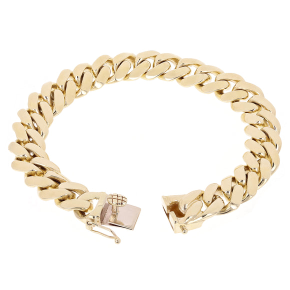 Men's 10k Yellow Gold Solid Miami Cuban Link Chain Bracelet 8