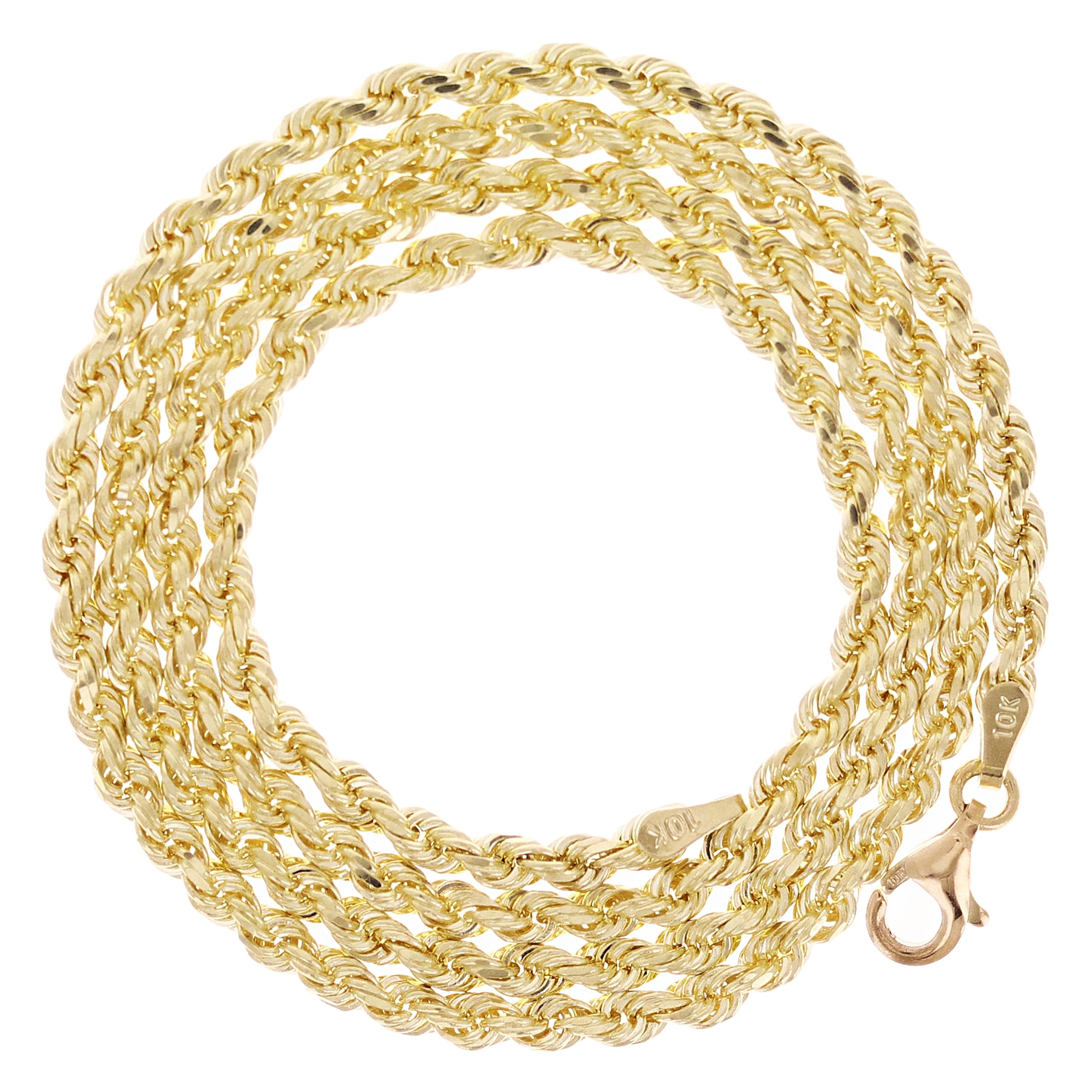 10k Yellow Gold Solid Diamond Cut Rope Chain Necklace 3.5mm 20" 18 grams - 20" 18 grams