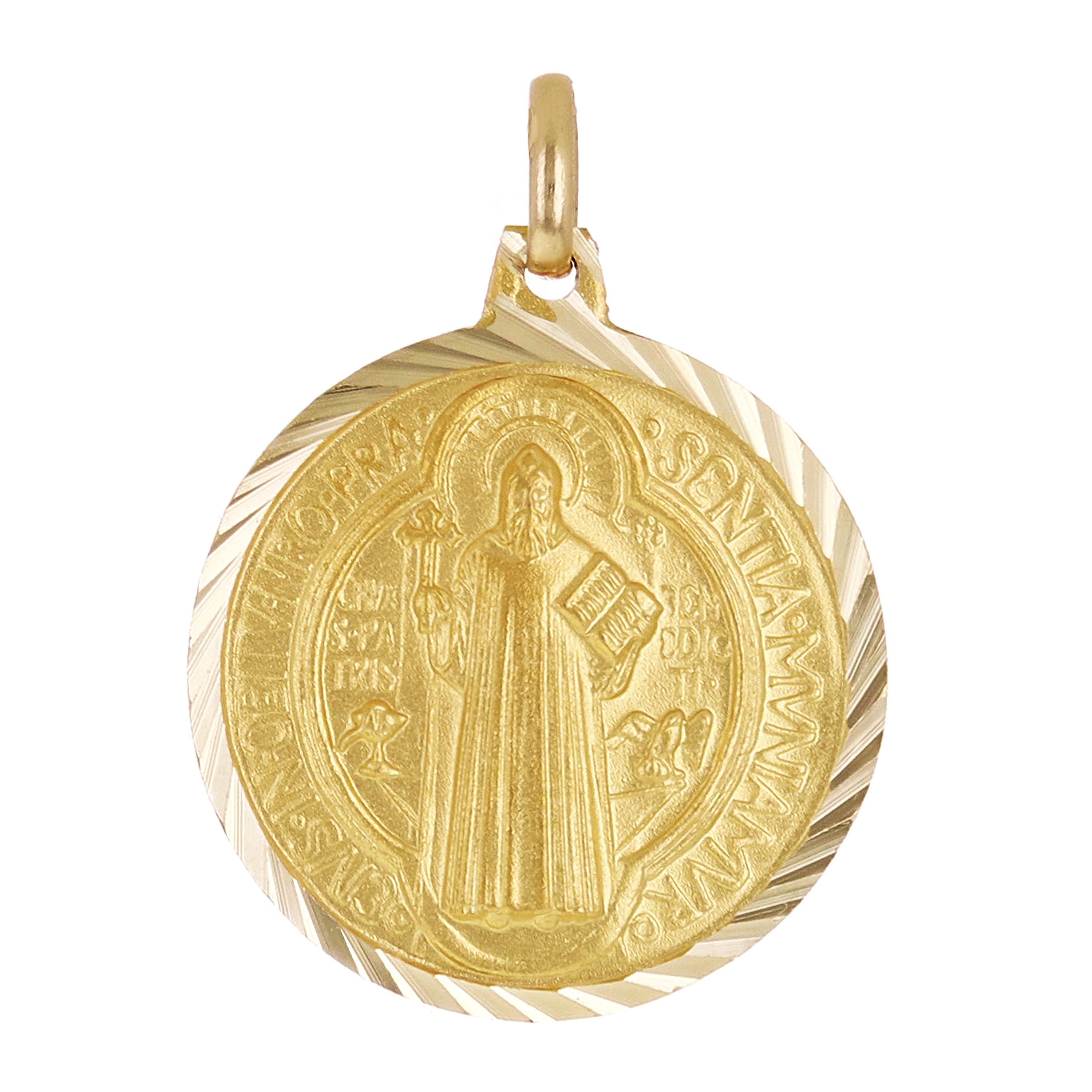 Italian 14k Yellow Gold Gold Saint Benedict Medal Charm Pendant 1.1" 3.3 grams - 1.1" 3.3 grams