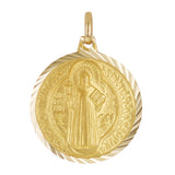 Italian 14k Yellow Gold Gold Saint Benedict Medal Charm Pendant 1.1" 3.3 grams - 1.1" 3.3 grams
