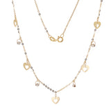 Italian 14k Two Tone Gold Ball Bead & Heart Charm Necklace 16.5" 2.1 grams