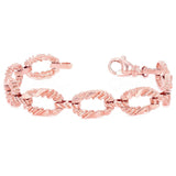 14k Rose Gold Nugget Bracelet Oval Link 7.5" 11.7mm 26.7 grams - Rose,7.25"