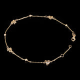 Italian 14k Yellow Gold Heart Station Anklet Bracelet 10" 2.6 grams