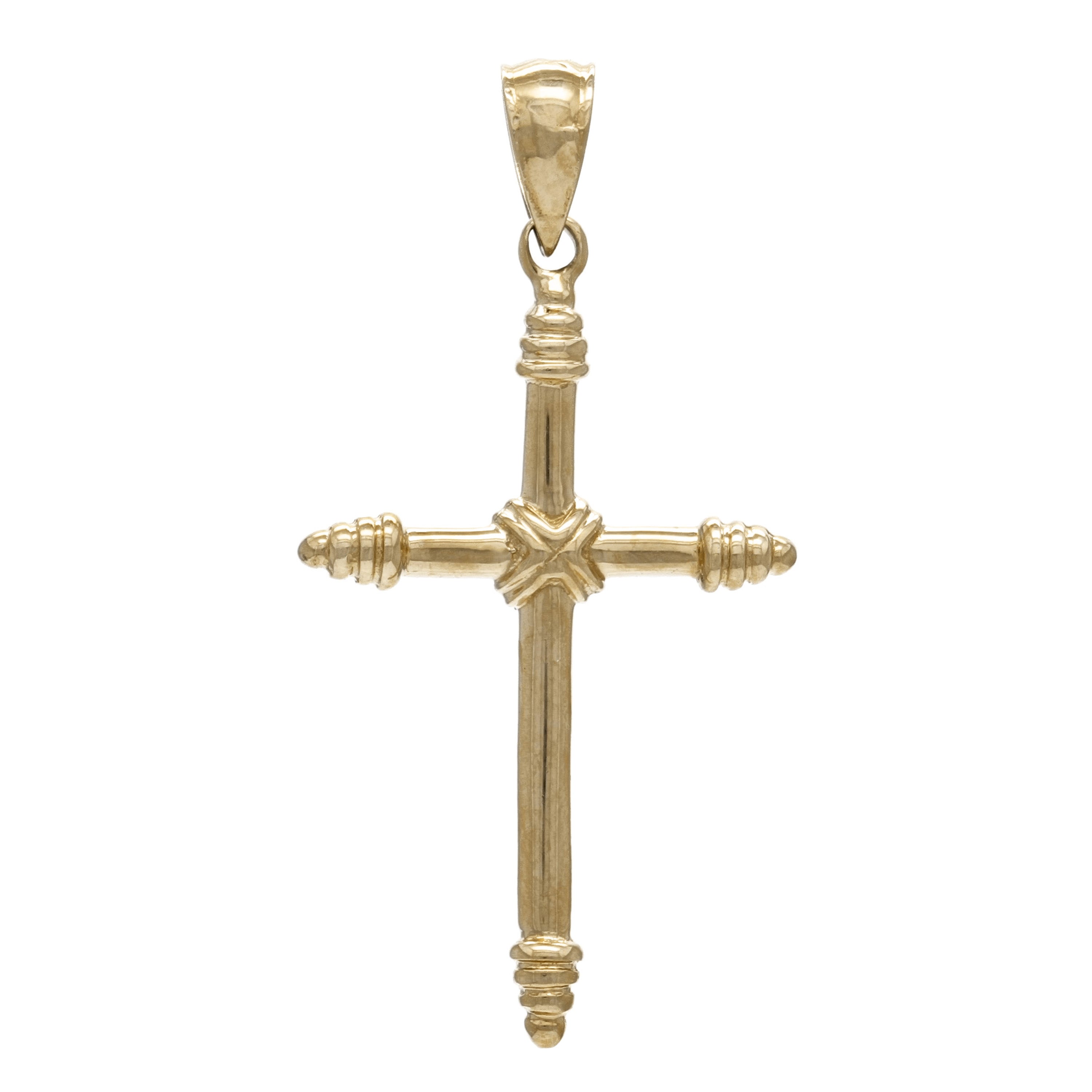 14k Yellow Gold Solid High Polish Cross Religious Charm Pendant 1.9 grams - Yellow