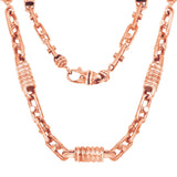 14k Rose Gold Handmade Spring Barrel Link Necklace 26" 7mm 83.5 grams - Rose,26"