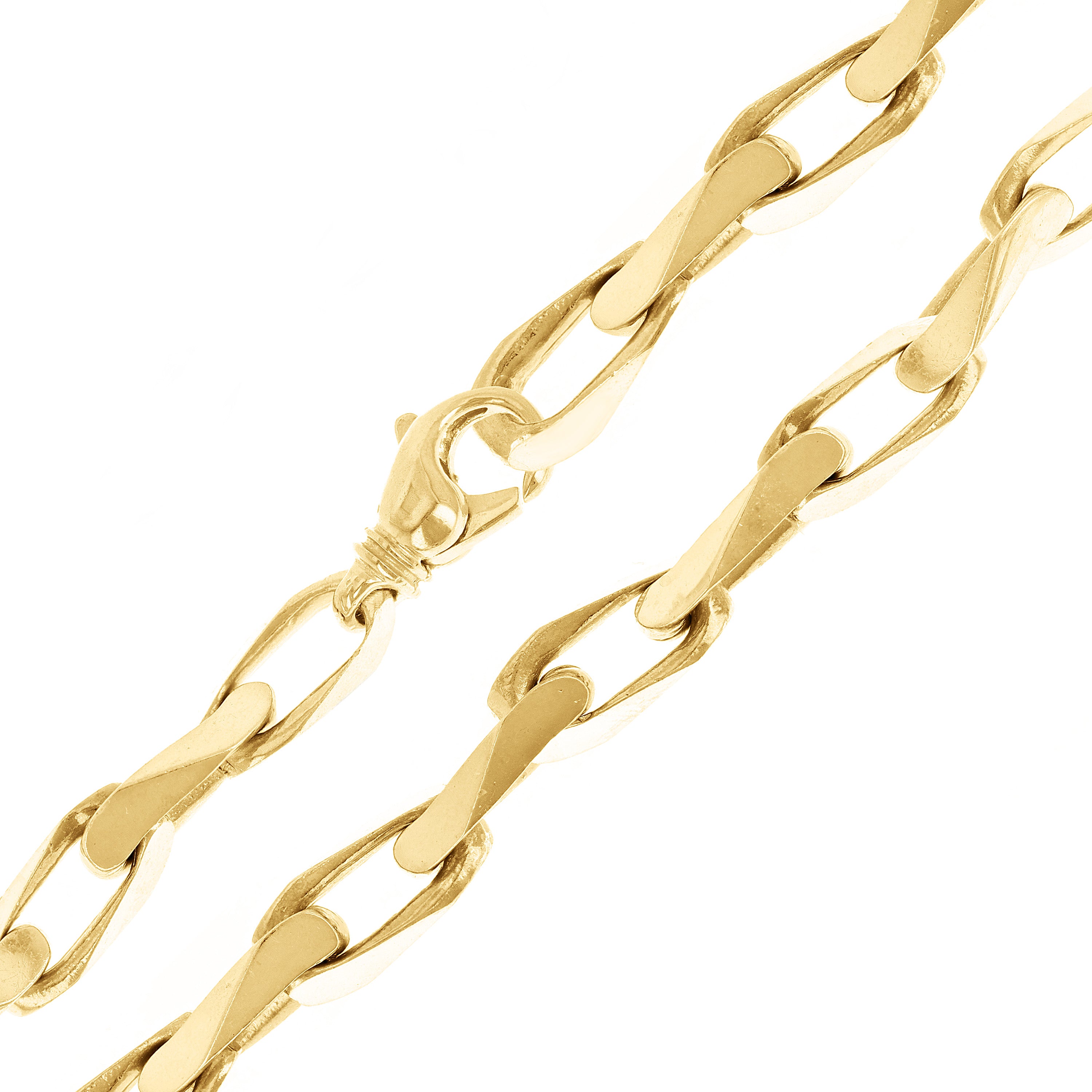 14k Yellow Gold Solid Handmade Fashion Link Chain Bracelet 7" 8.6mm 38.2 grams - 7" 38.2 grams