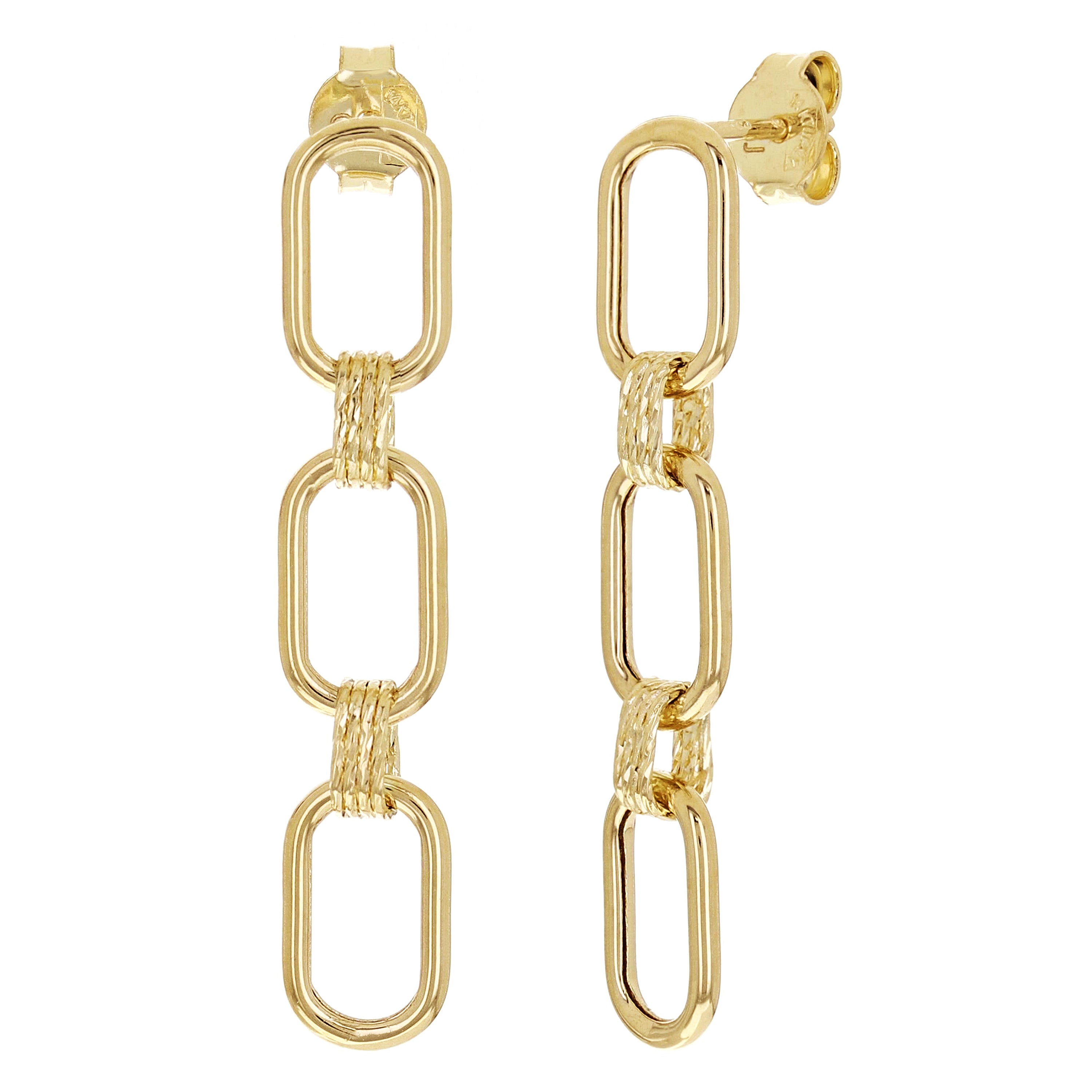 Italian 14k Yellow Gold Oval Links Necklace, Bracelet & Earrings Set 13.8 grams