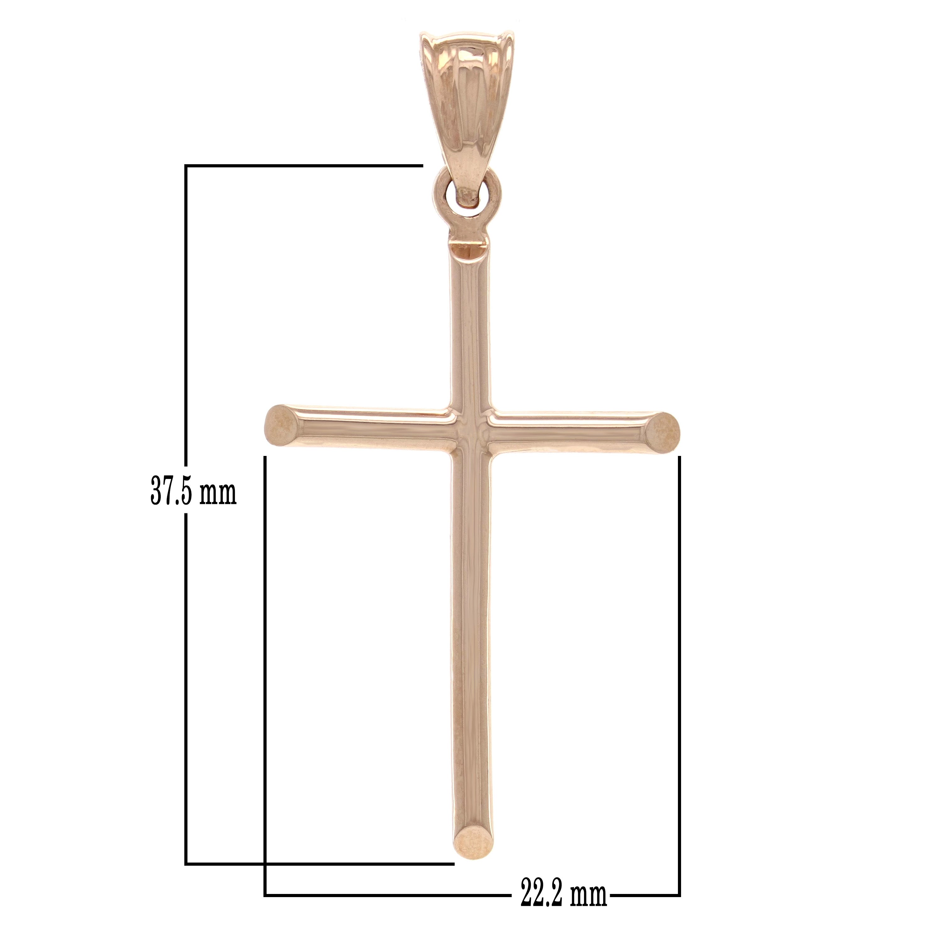 14k Rose Gold Sharp Edged Cross Religious Pendant Medium - Rose,Medium
