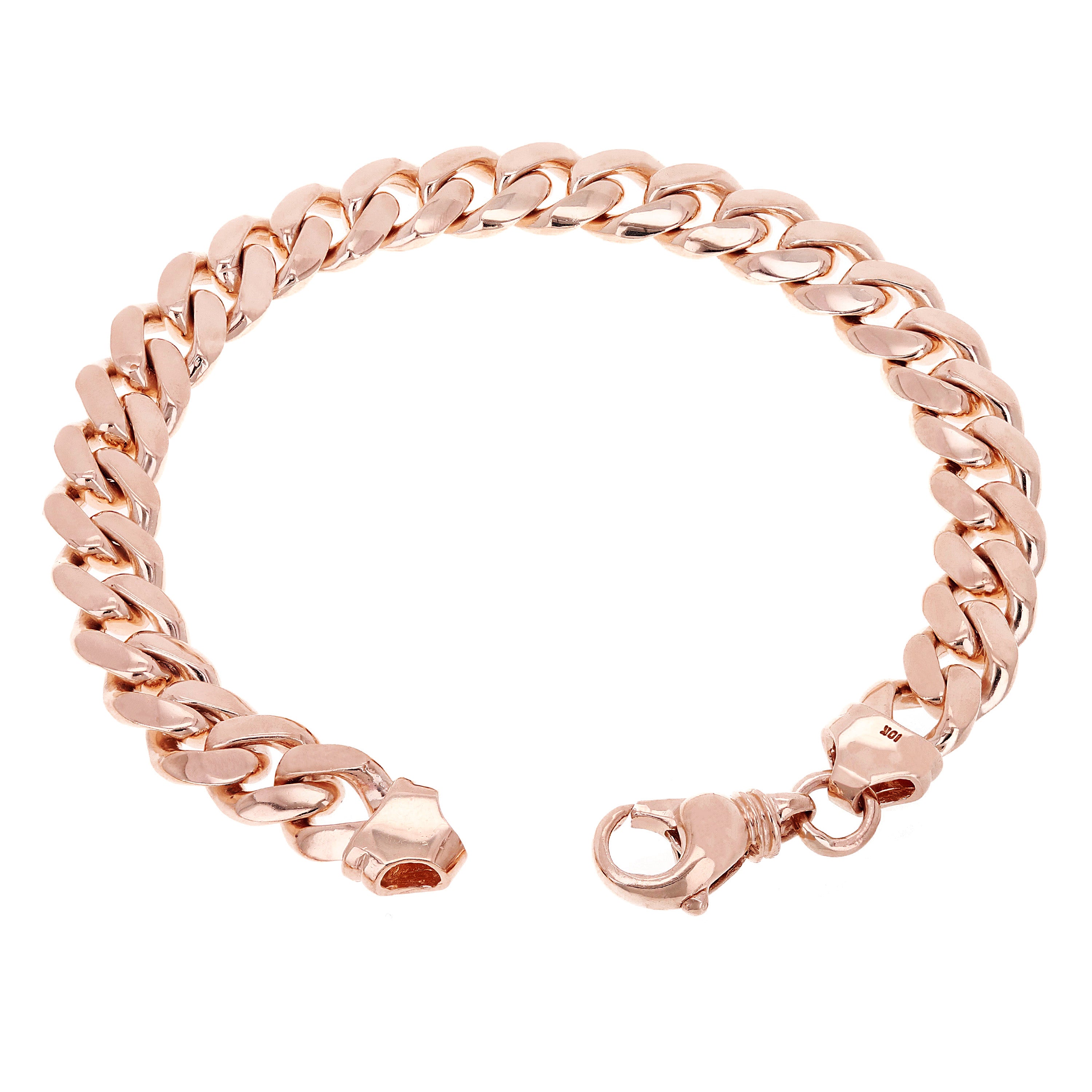 10k Rose Gold Solid Heavy Miami Cuban Chain Bracelet 7.5" 10mm 44.5 grams - Rose,7.5"