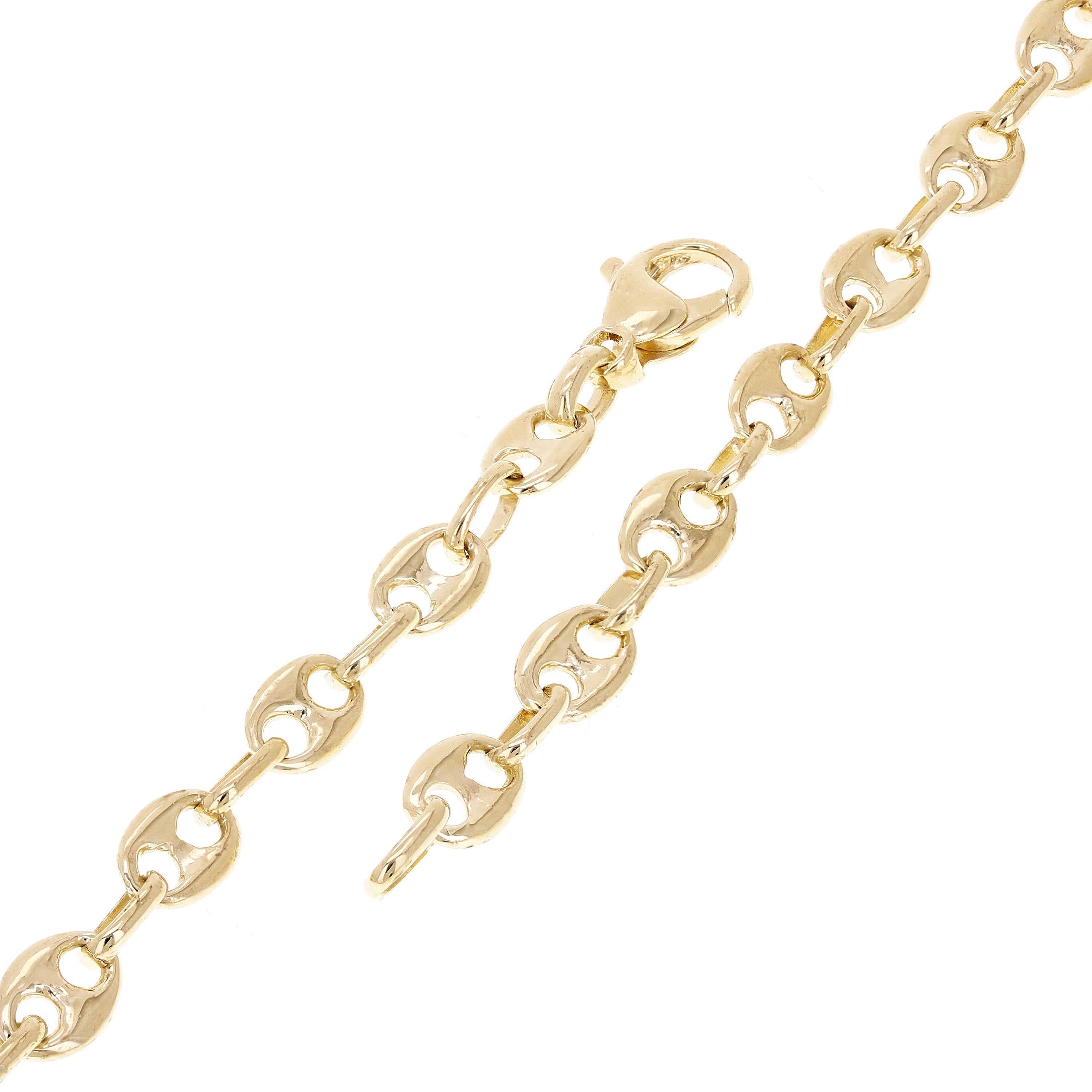 14k Yellow Gold Solid  Mariner Anchor Link Chain Bracelet 7" - 9" 6.4mm