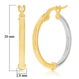 Italian 14k Yellow & White Gold Polished Small Thin Hollow Hoop Earrings