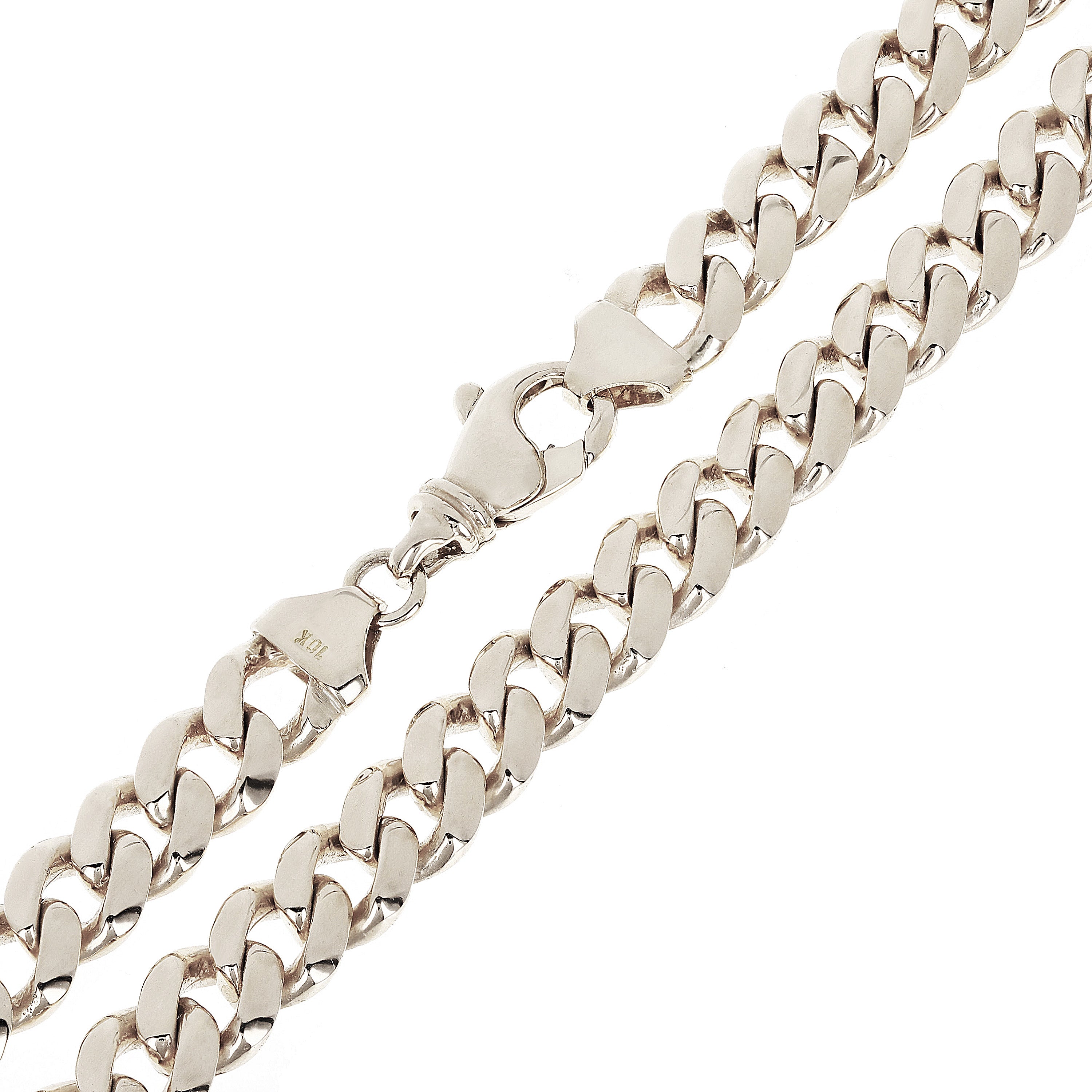 Men's 10k White Gold Miami Cuban Link Necklace 20" 8mm 71.8 grams - White,20" 71.8 grams