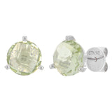 14k White Gold Green Amethyst Quartz Stud Earrings