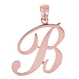 14k Rose Gold Initial Letter B Alphabet Charm Pendant - Letter B,Rose