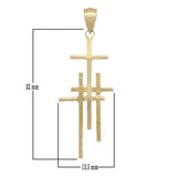 14k Yellow Gold Solid Religious Calvary 3 Cross Charm Pendant 2.1 grams - Yellow