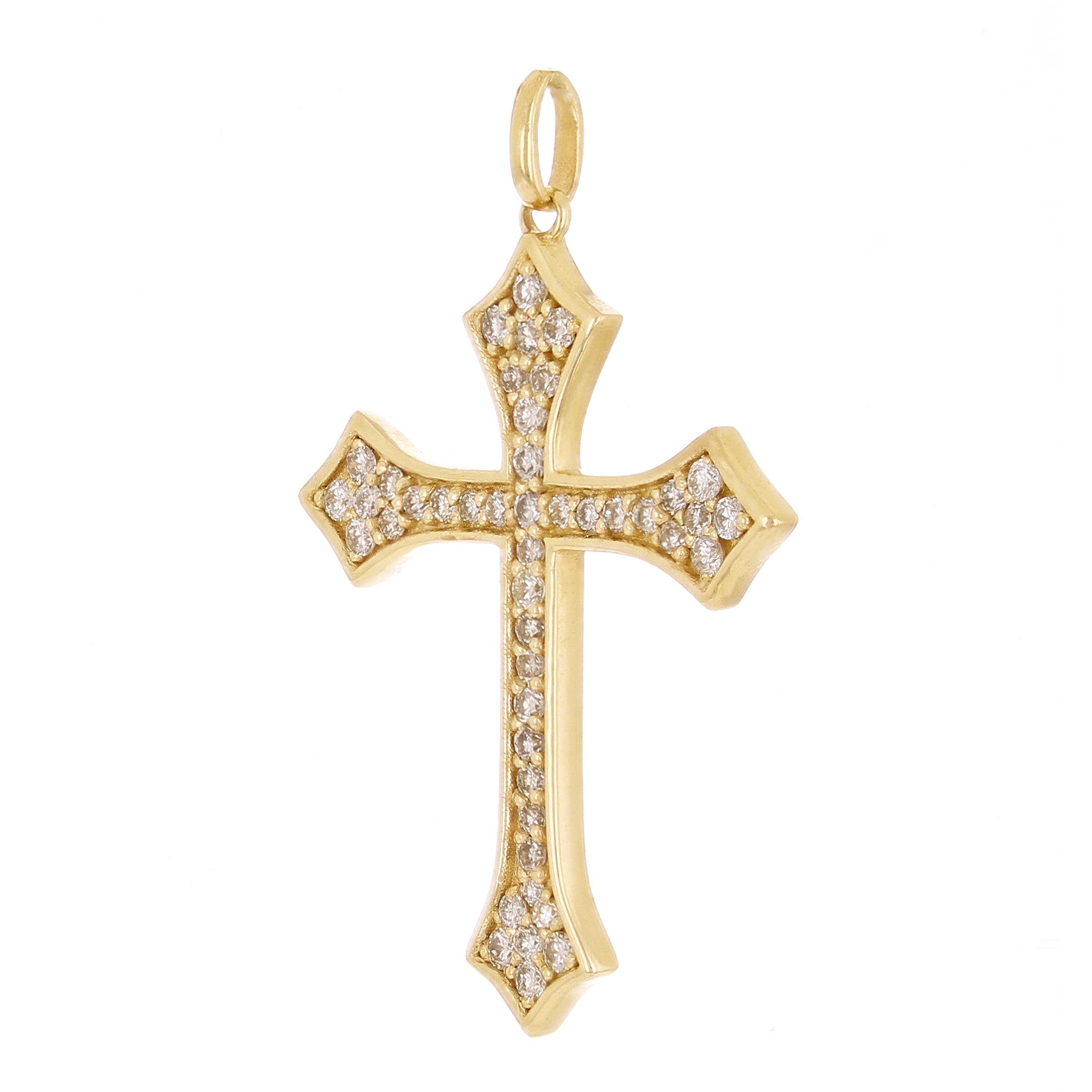 14k Yellow Gold 0.47ctw Diamond Cross Pendant 1.4" 3 grams