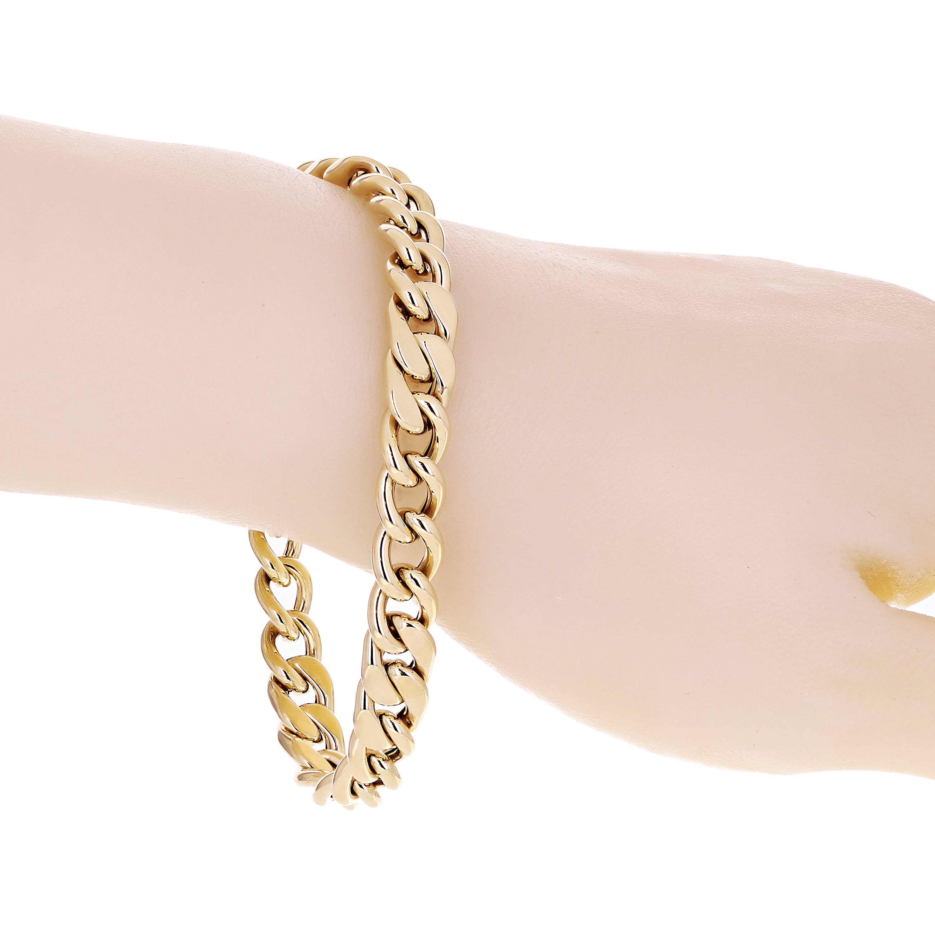 Italian 14k Yellow Gold Hollow Cuban Link Chain Bracelet 8.25" 8.75mm 13 grams