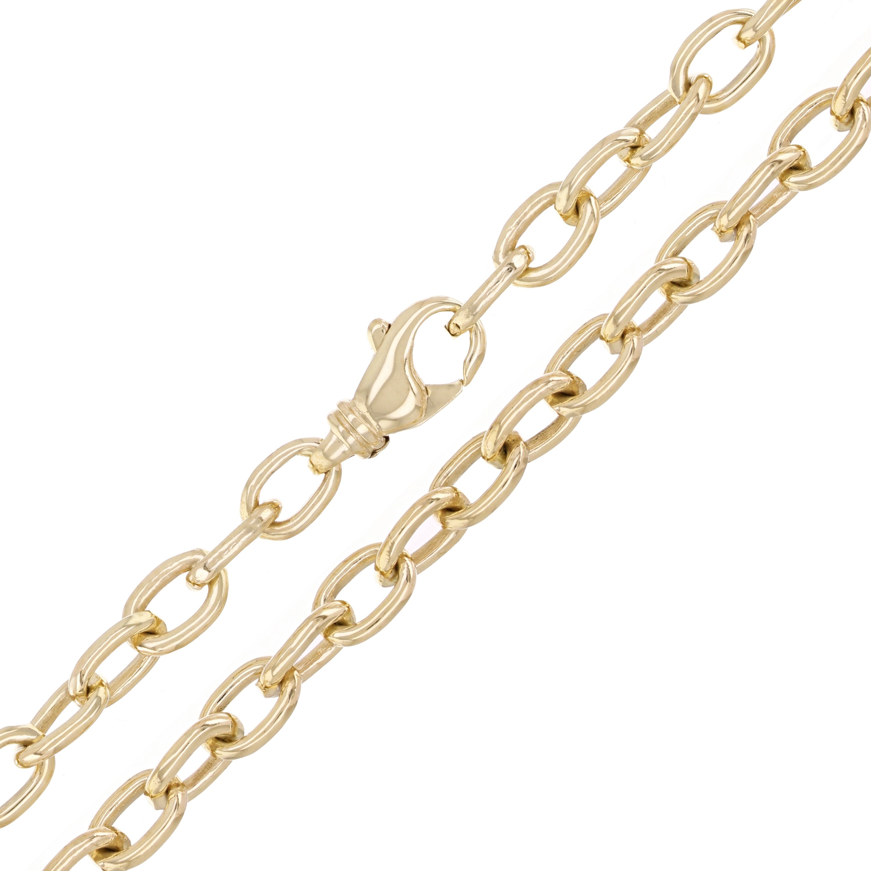 10k Yellow Gold Solid Handmade Oval Link Chain Necklace 20" - 28" 6.9mm
