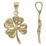 14k Yellow Gold Flower Lucky Four Leaf Clover Charm Pendant 1.7 grams - Yellow
