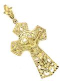 10k Yellow Gold Jesus Christ Filigree Crucifix Cross Pendant 3.3" 3.3" 12 grams