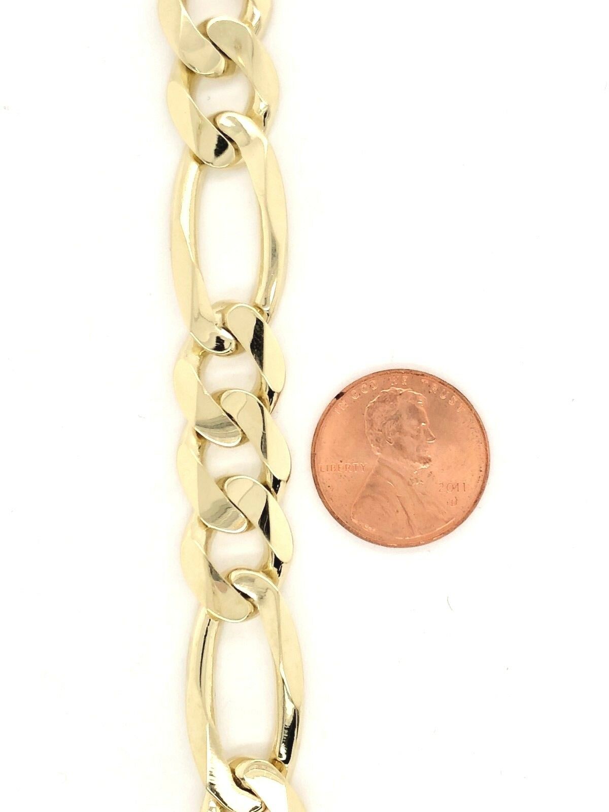 10k Yellow Gold Figaro Link Chain Bracelet 9" 12.7mm 42.1 grams - 9"