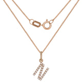 14k Rose Gold Diamond Initial Letter N Charm Pendant Necklace 18" - Letter N,Rose