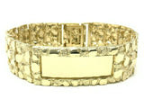 Men's 10k Yellow Gold Nugget ID Bracelet 8" 21mm 58 grams