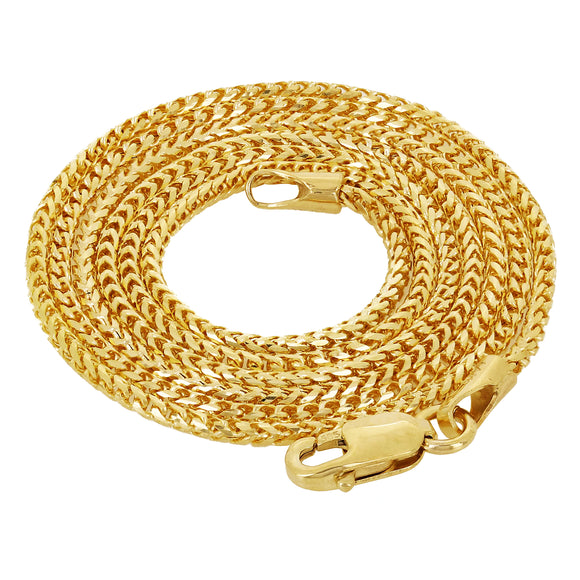 Italian 14k Yellow Gold Solid Diamond Cut Franco Chain Necklace 18