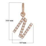 14k Rose Gold Diamond Initial Letter N Charm Pendant - Letter N,Rose