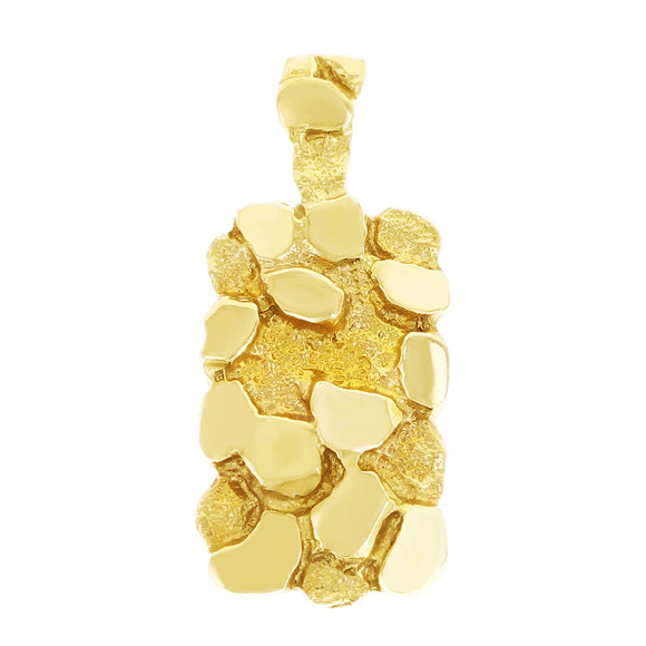 14k Yellow Gold Solid Rectangle Nugget Charm Pendant 1.1