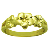 14k Yellow Gold Solid Hawaiian Plumeria Flower Ring Size 6 - Ring Size 6