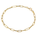 Italian 14k Yellow Gold Hollow Paper Clip Chain Bracelet 7.5" 4mm 2.9 grams - 7.5" 4mm