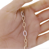 Italian 14k Yellow & White Gold Hollow Plain & Rope Oval Link Bracelet 7.25" 7mm 2.2g