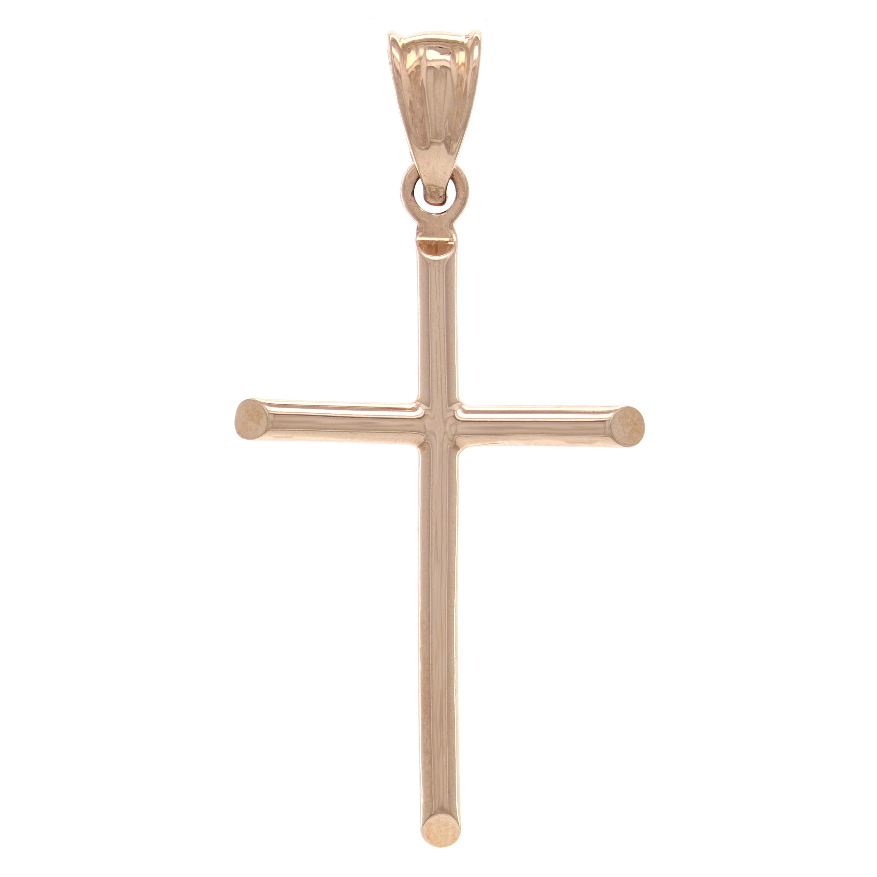 14k Rose Gold Sharp Edged Cross Religious Pendant Medium - Rose,Medium