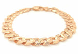 14k Rose Gold Flat Cuban Curb Link Chain Bracelet 7.5" 9mm 15.9 grams - Rose,7.5"
