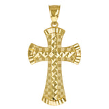 14k Yellow Gold 3D Diamond Cut Cross Pendant 1.9" 4.7 grams