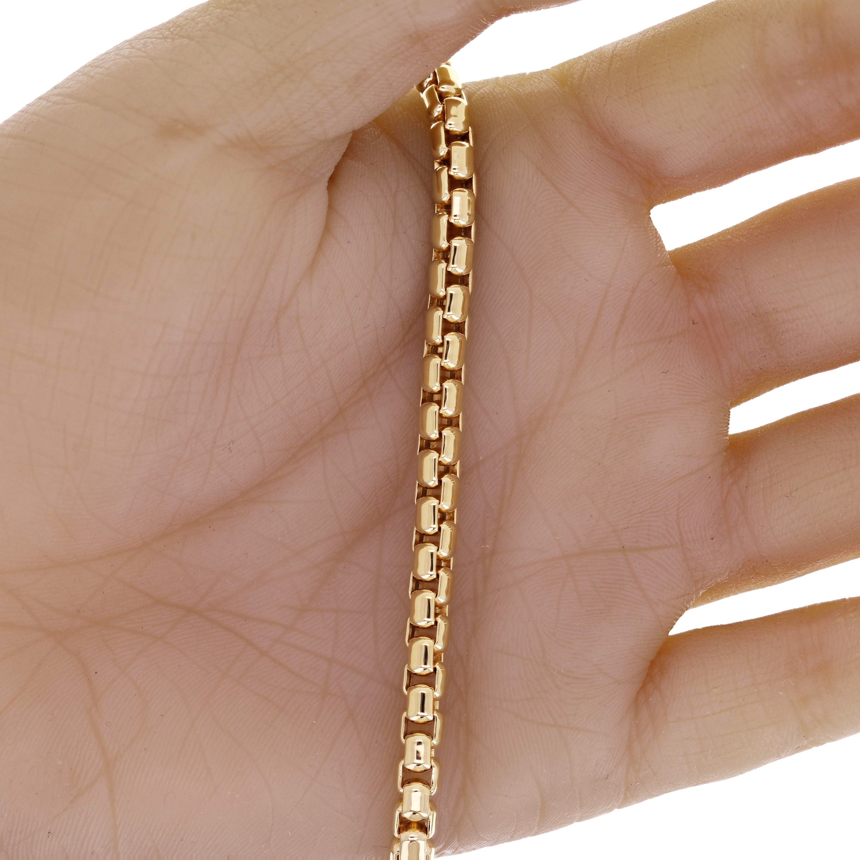 Italian 14k Yellow Gold Venetian Box Link Chain Bracelet 7.5" 5mm 11.8 grams