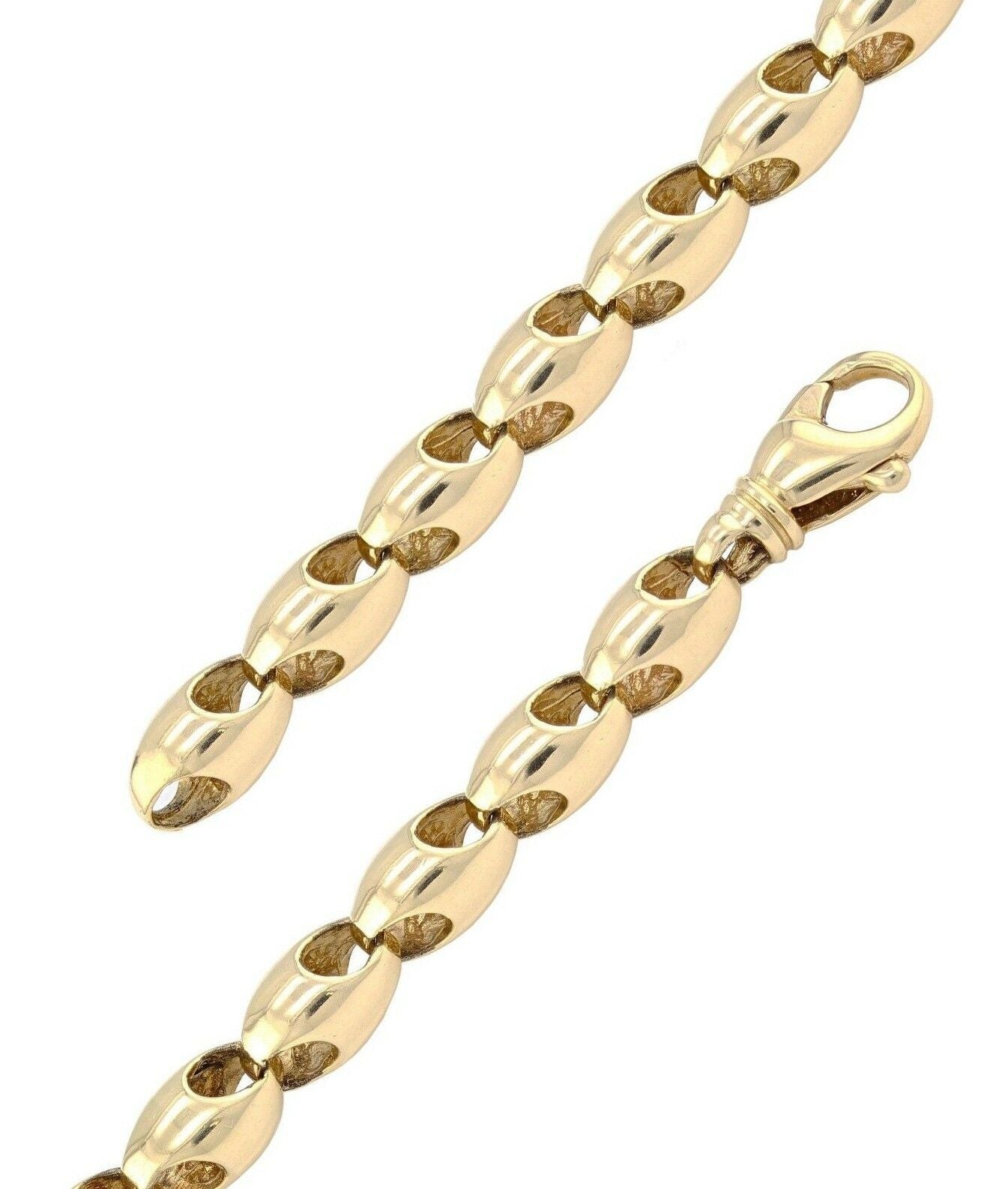 14k Yellow Gold Handmade Fashion Link Bracelet 8" 7mm 32.2 grams
