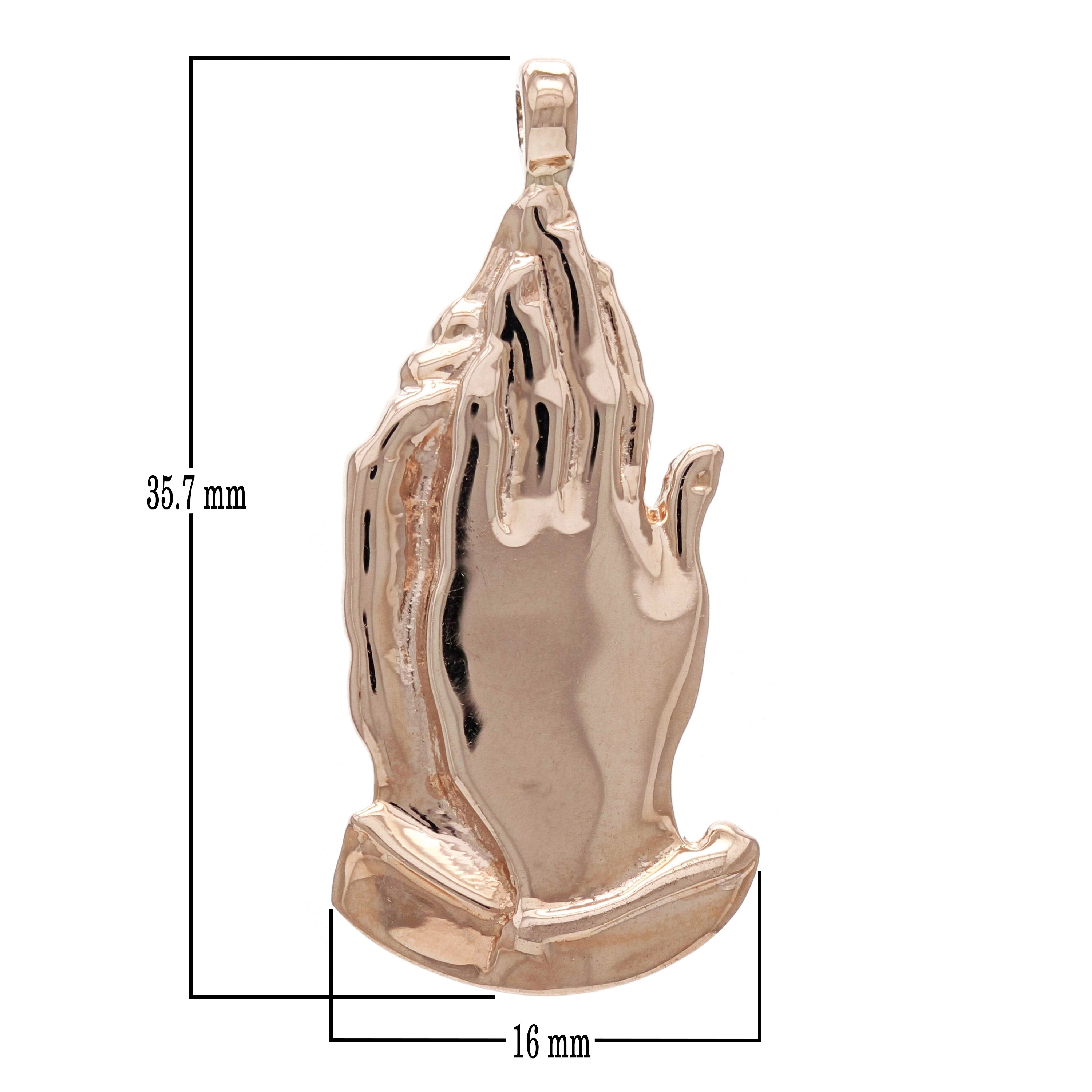 14k Yellow, White or Rose Gold Hands Folded in Prayer Charm or Pendant