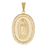 Italian 14k Yellow Gold Miraculous Medal Oval Charm Pendant 1" 1.9 grams