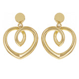 14k Yellow Gold Heart Drop Dangle Earrings 1." 6 grams