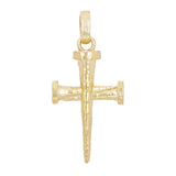 14k Yellow Gold Solid Nail Cross Charm Pendant 1.8" 13 grams