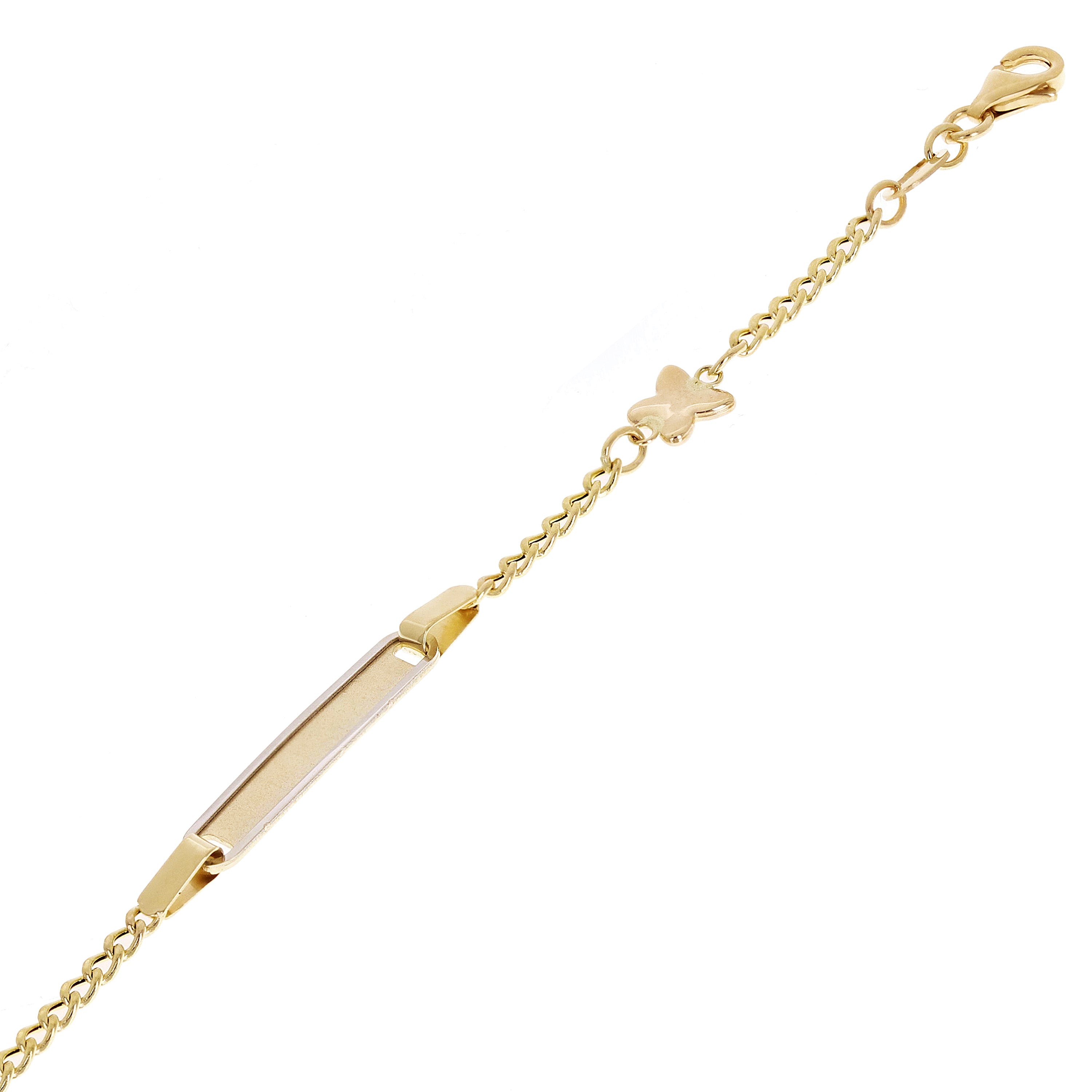 Italian 14k Yellow Gold Engravable Butterfly Charm Baby Kids ID Bracelet 5.5"