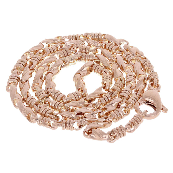 14k Rose Gold Handmade Fashion Link Necklace 18