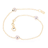 Italian 14k Yellow & White Gold Ball Bead Station Bracelet 7.5" 5mm 1.4 grams