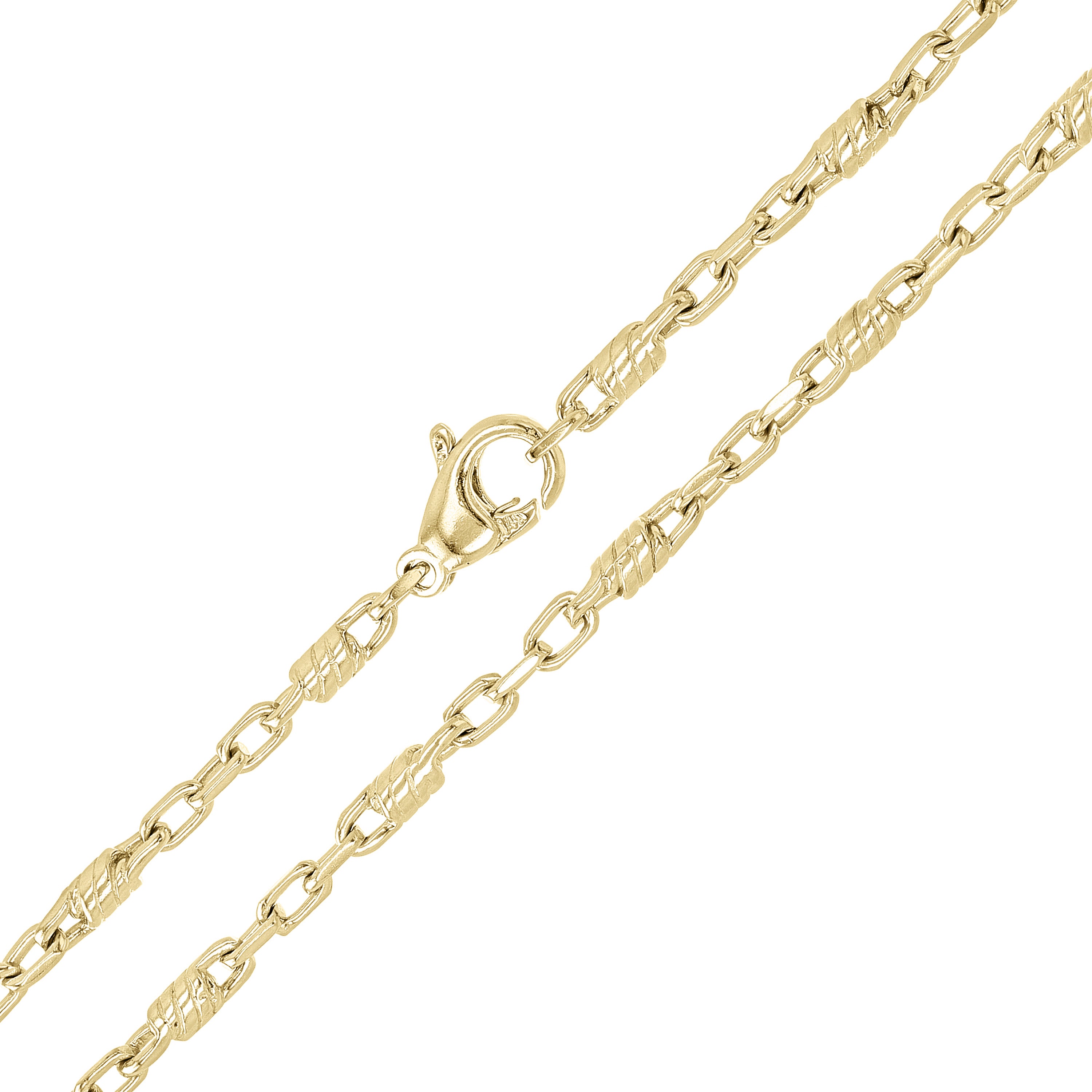 14k Yellow Gold Solid Handmade Fashion Link Necklace 20" 3.2mm 22.2 grams - Yellow,20" 22.2 grams