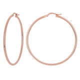 Italian 14k Rose Gold High Polished Plain 2mm Hollow Hoop Earrings 1.9" 2.9grams - Rose,Size 1.9" 2.9 grams