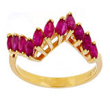 14k Yellow Gold Marquise Ruby Chevron Stacking Ring Size 6.5
