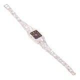 Women's 925 Sterling Silver Nugget Link Geneve Wrist Watch 7.5-8" 28 grams